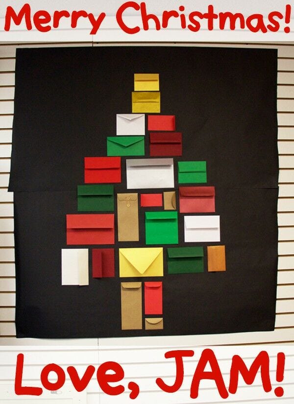 merry christmas poster with envelope advent calendar idea