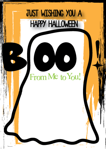 orange halloween boo ghost poster