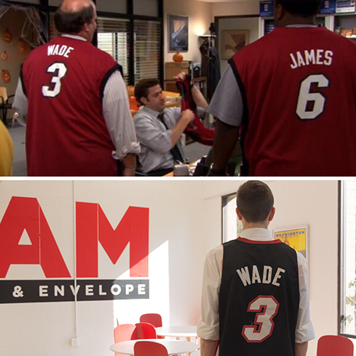 Kevin Malone/Darryl Philbin as Miami Heat Basketball Players Halloween diy the office halloween costume wade jerseys