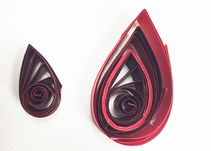 Red paper spiral teardrop