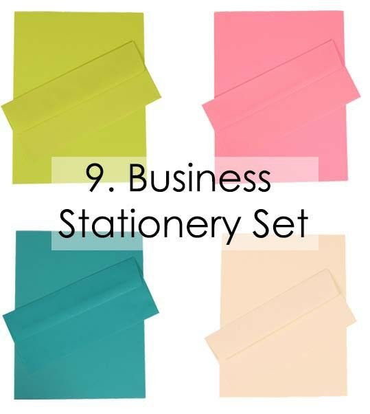 assorted colorful business stationery sets paper and envelopes