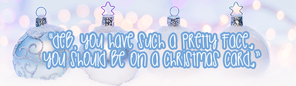 white and blue ornaments in snow against white and pink glowing background