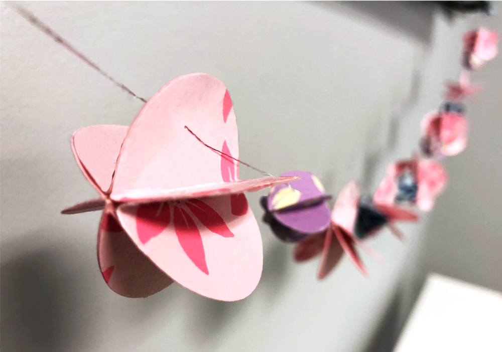 How to Make a 3D Paper Garland, paper garland, closeup