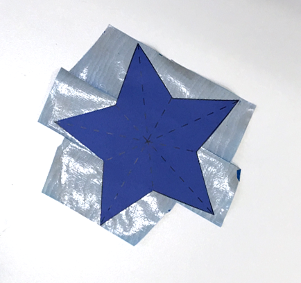 blue star, clear wrapping paper