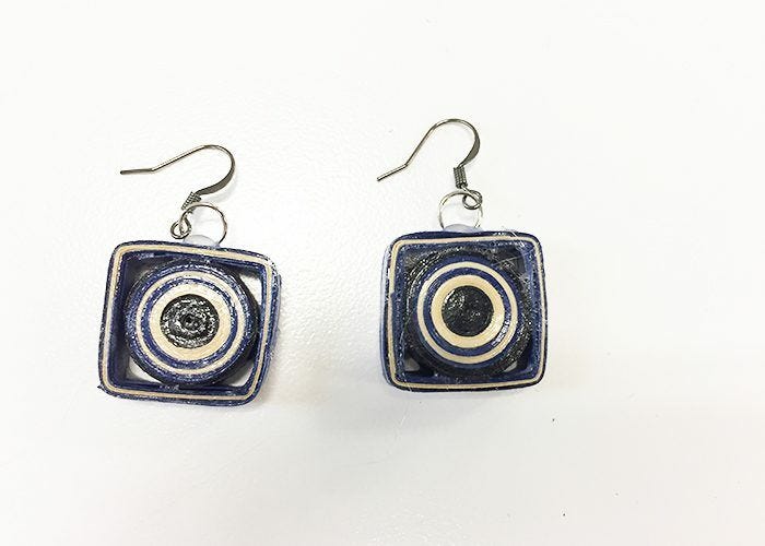 geometric square paper earrings set