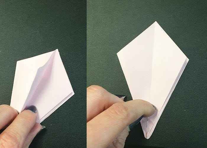 pink paper folded