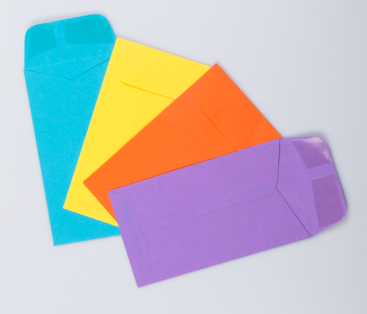 Money envelopes in assorted colors