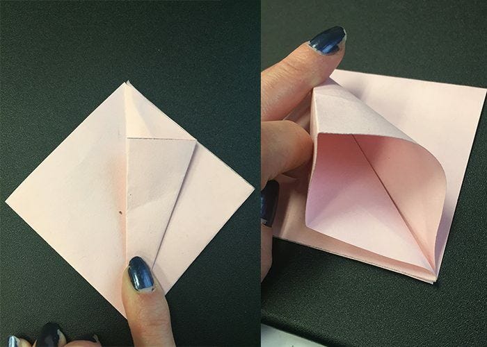 pink paper folded