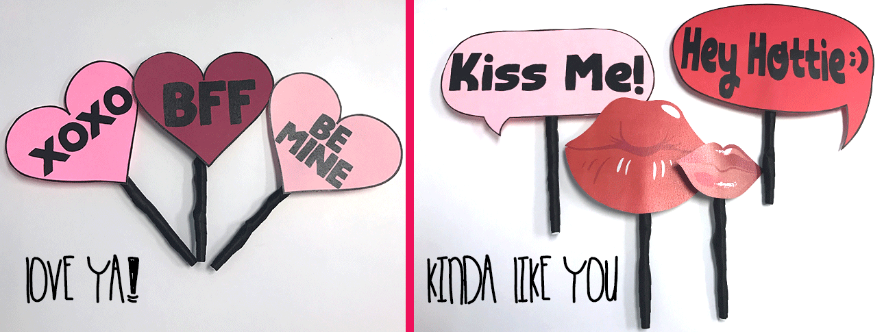 Valentine's day props - "Love ya!" - "Kinda like you"