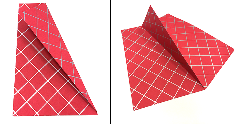 folded red and silver paper for diy paper kites