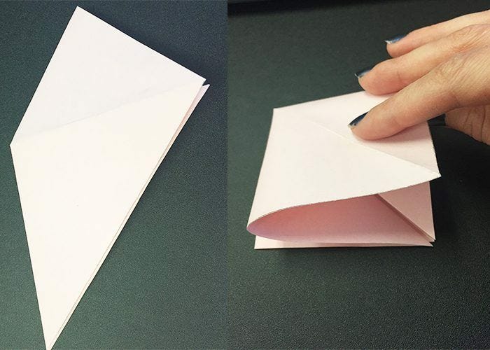 pink paper folded