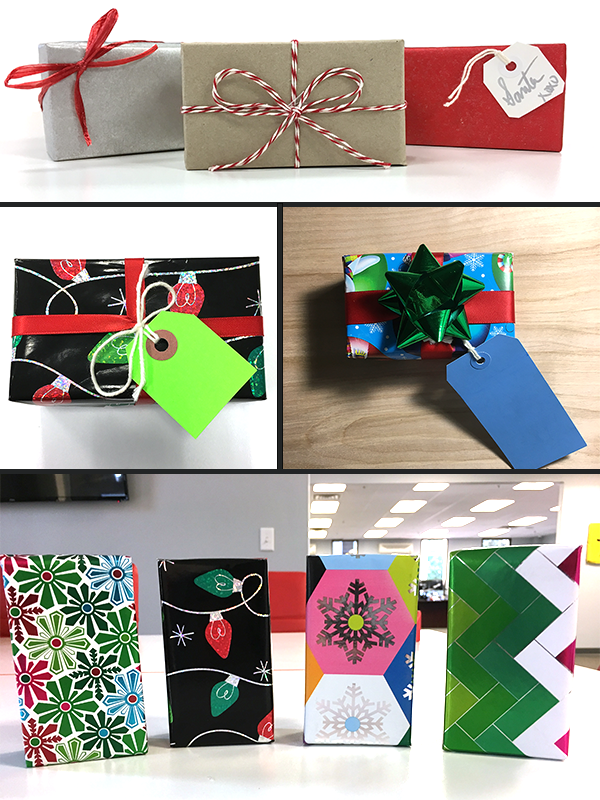 Wrapped presents of many different shapes and designs and colors