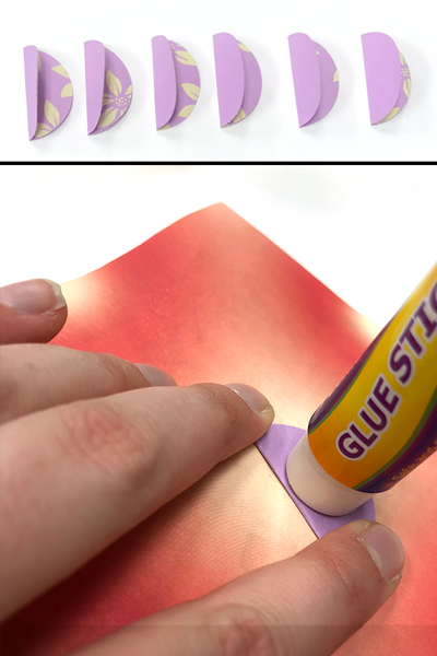 How to Make a 3D Paper Garland, fold in half, glue stick