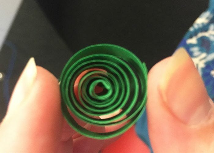 Green paper strip spiral