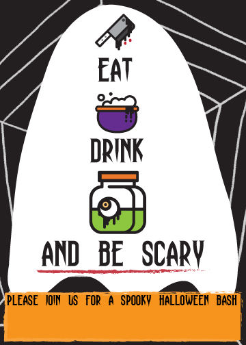 eat drink and be scary halloween ghost card