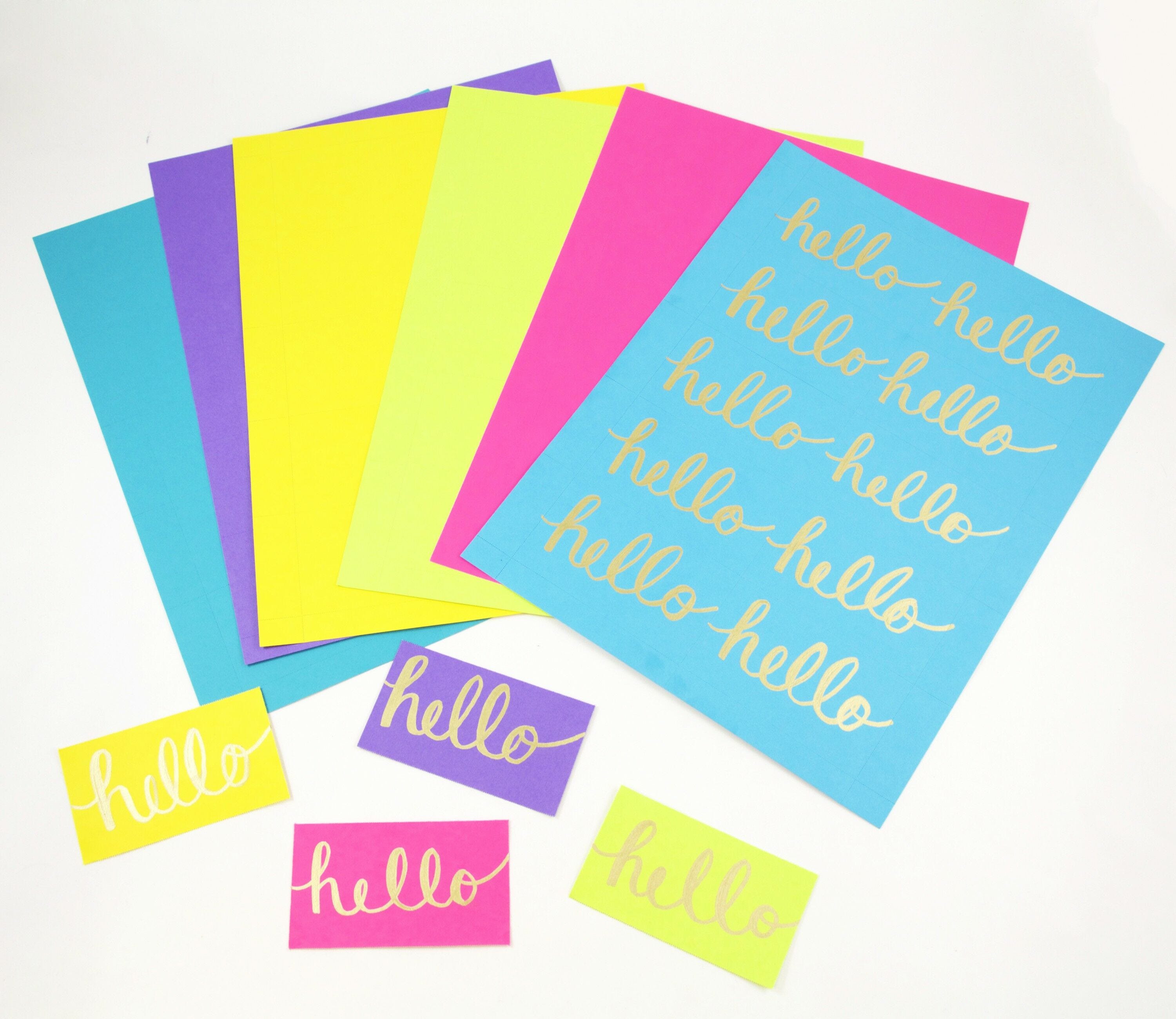 Multicolored paper, "Hello"