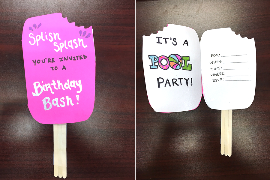 Ice pop shaped pool party invite ice pop, popsicle, paper craft, craft paper