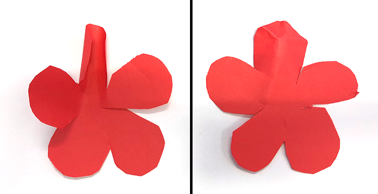 how to make paper roses: bend paper rose petals inward and outward