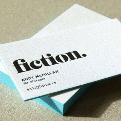 Business card - "fiction."