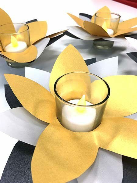 diy flower votives, candles, tea light, decor