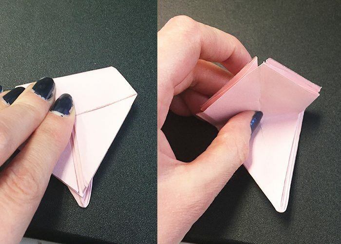 pink paper folded