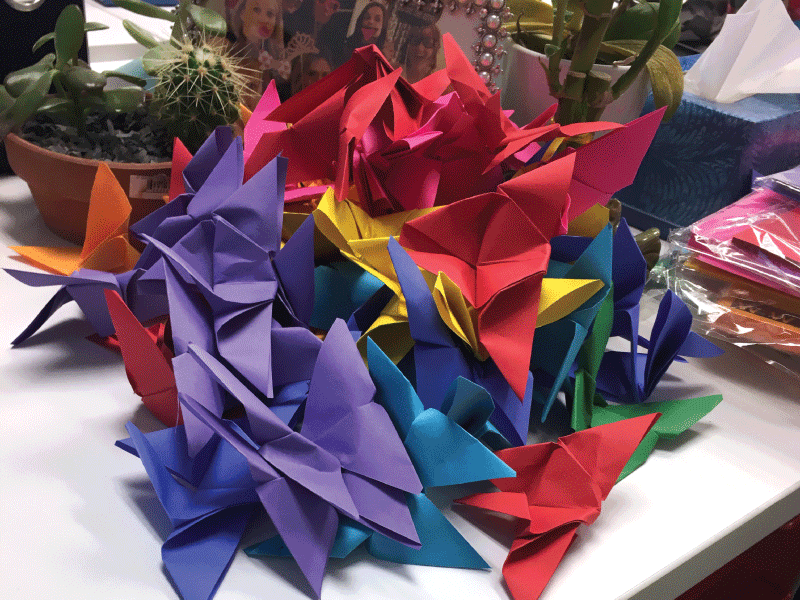 Multicolored paper butterflies