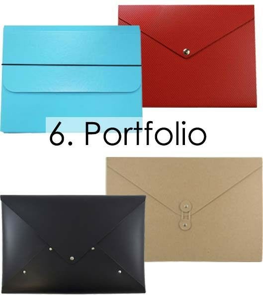 assortment of rectangular colorful portfolios