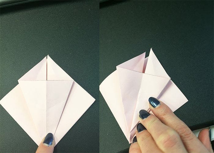 pink paper folded