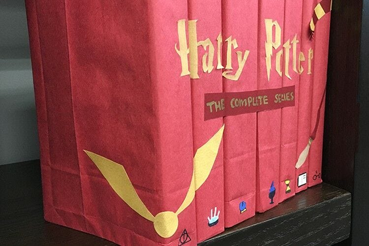 DIY harry potter book covers sideview