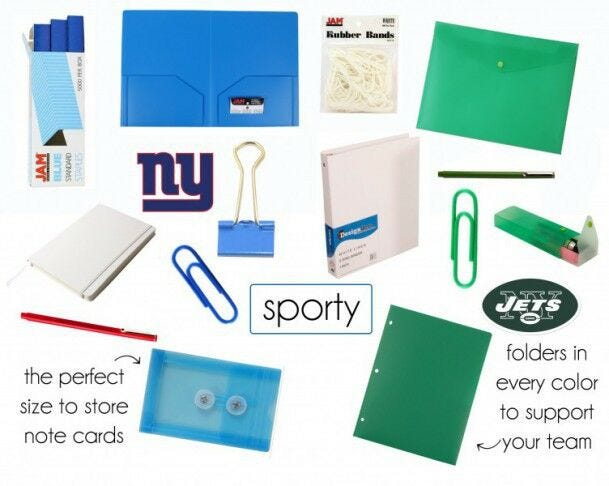 New York Giants, Jets themed school supplies School Supplies to Suit Your Style