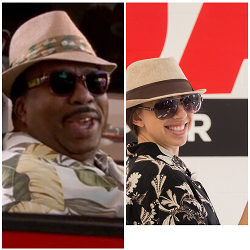 Stanley Hudson as Florida Stanley the Office Halloween Costumes people wearing black sunglasses khaki hats and tropical shirts