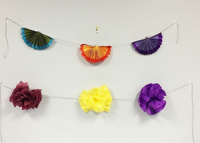 DIY Tissue Paper Fans and Pompom Flowers