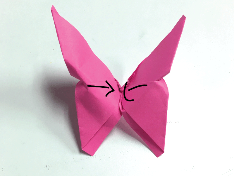 Completed pink paper butterfly