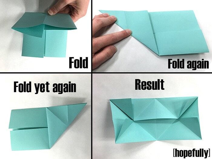 light blue paper folded paper wall art, diy wall art, paper art, how to make paper wall art