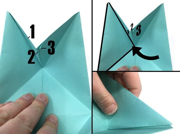 light blue paper folded paper wall art, diy wall art, paper art, how to make paper wall art