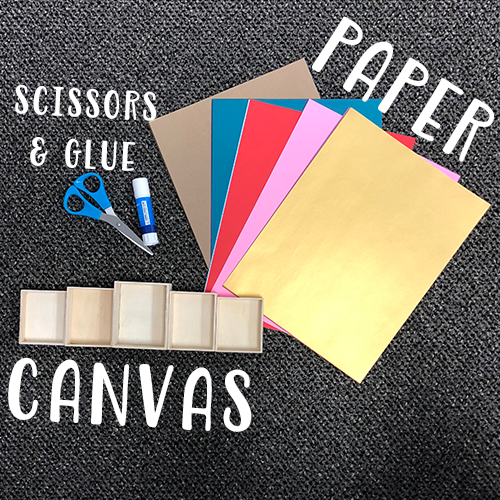 Paper, scissors, glue, canvas