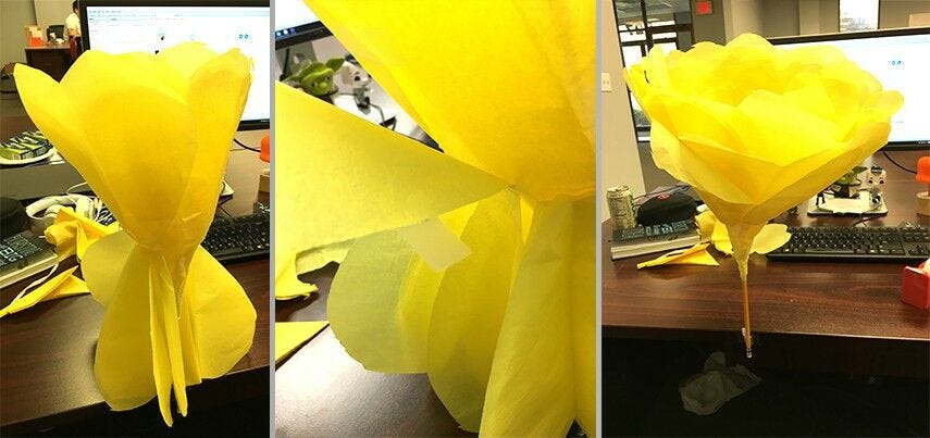 tape flower petals up 