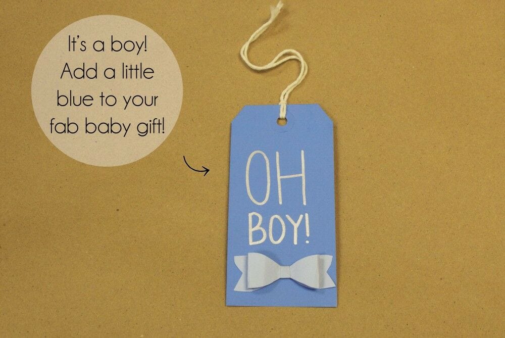 DIY gift tag, "It's a boy! Add a little blue to your fab baby gift!" 9 Adorable DIY Gift Tag Ideas!