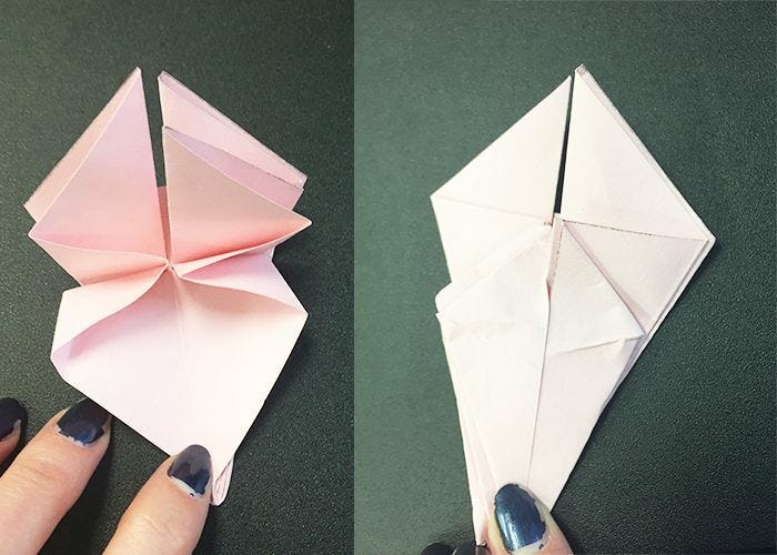 pink paper folded