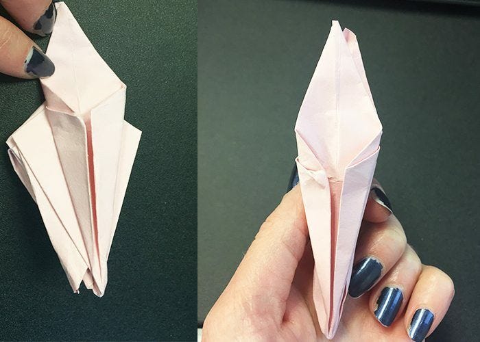 How To Make Paper Origami Easter Lilies, Folding, Flower, holding, paper