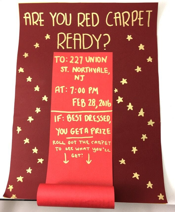 3d red and gold red carpet ready DIY oscar party invites