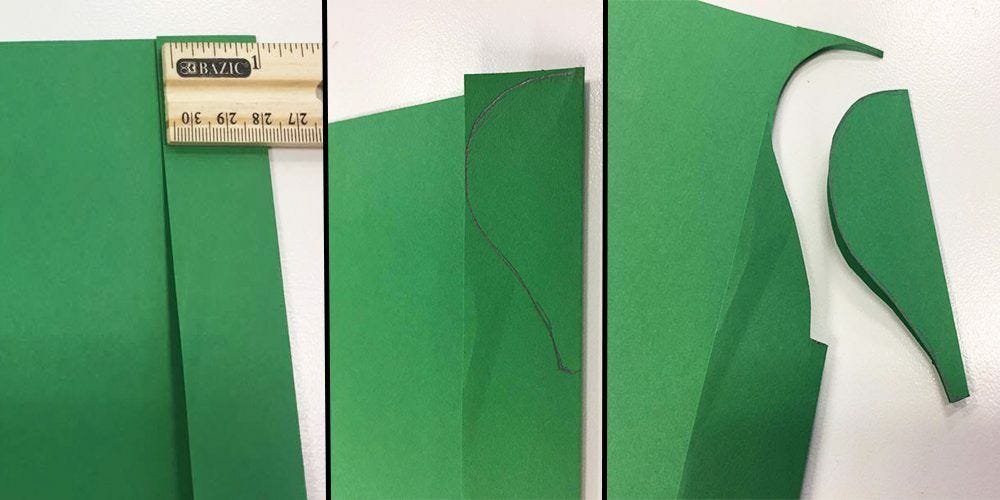 green paper cut, ruler