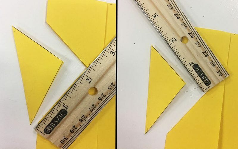 ruler, yellow paper cut