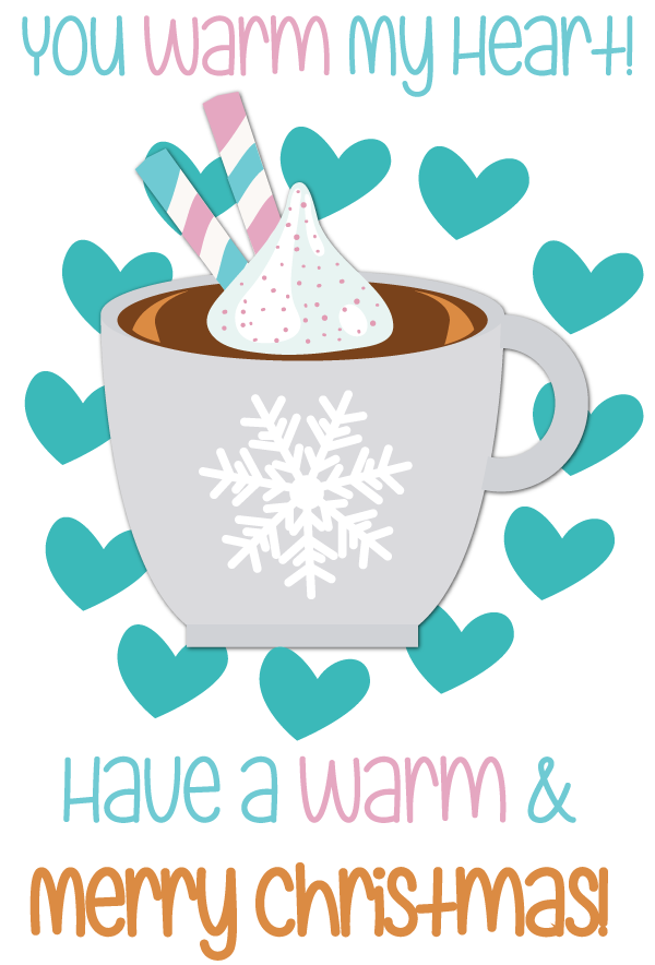 FREE Christmas Card Printables, warm my heart, hot chocolate, merry christmas