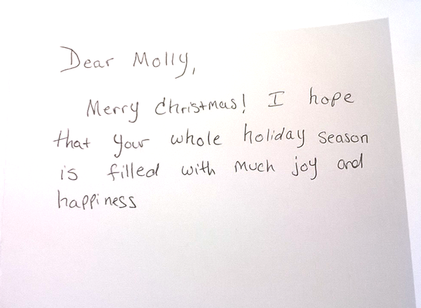 Christmas letter to Molly