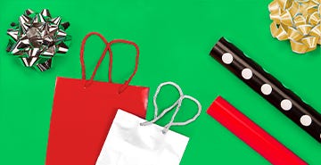Bags, bows and wrapping paper