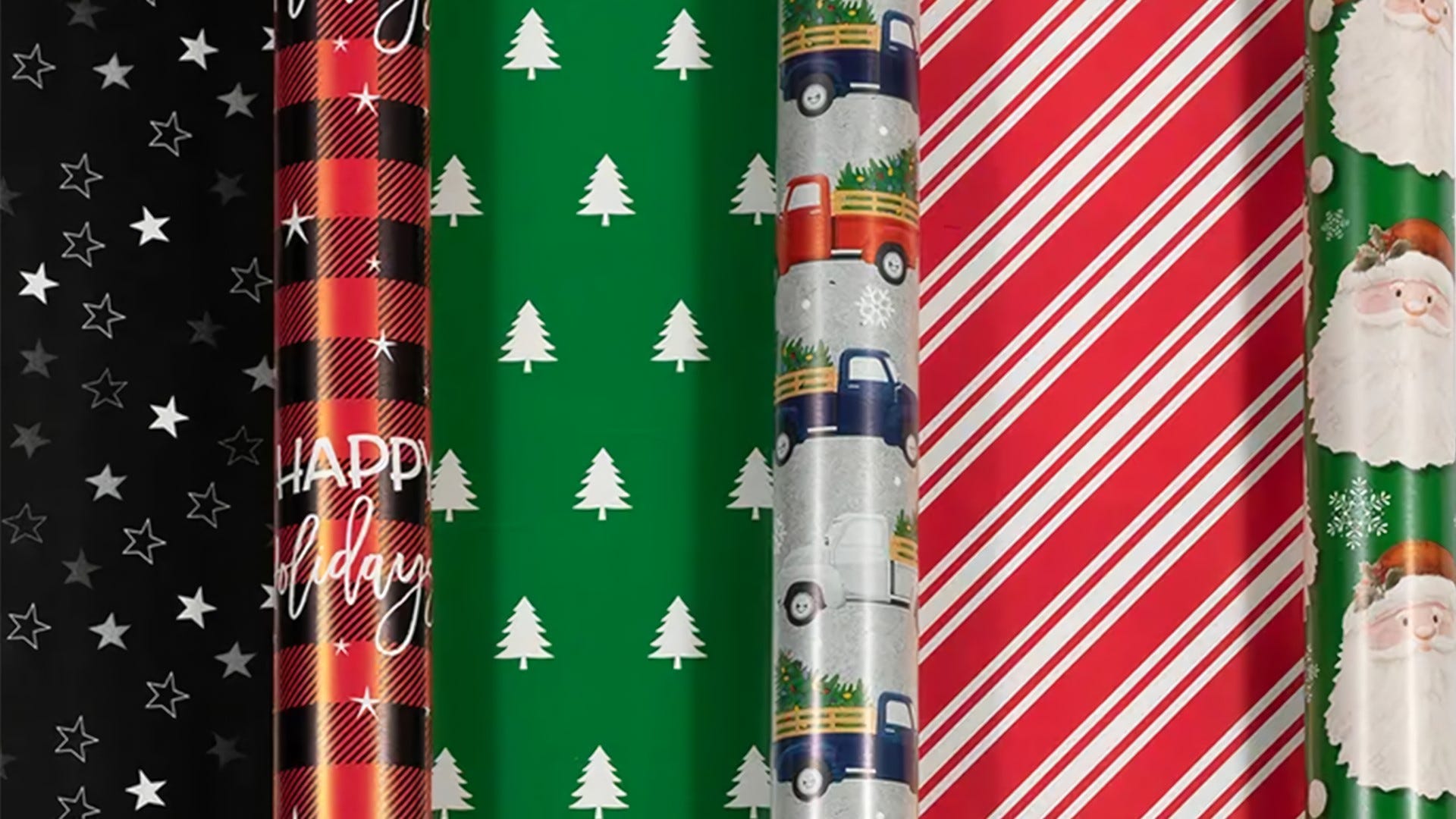 JAM Paper® Christmas Design Wrapping Paper- 100 Sq Ft - Holographic Merry  Christmas Set - 4/Pack